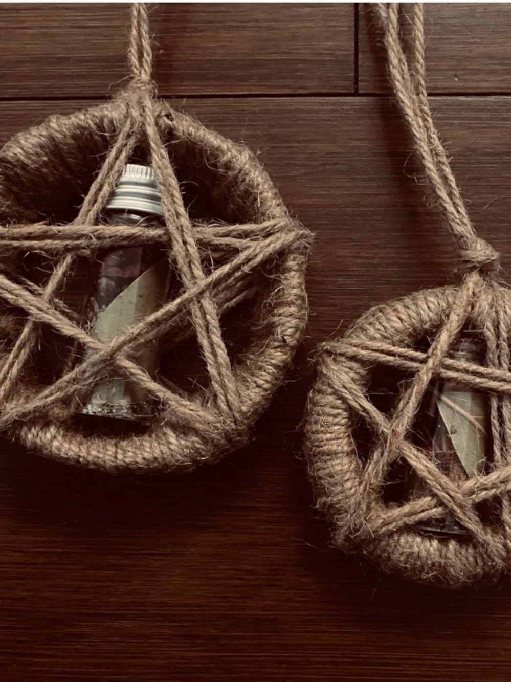 Handmade Jute Pentagram Spell Jar Hanger - Whimsigoth Altar Decor
